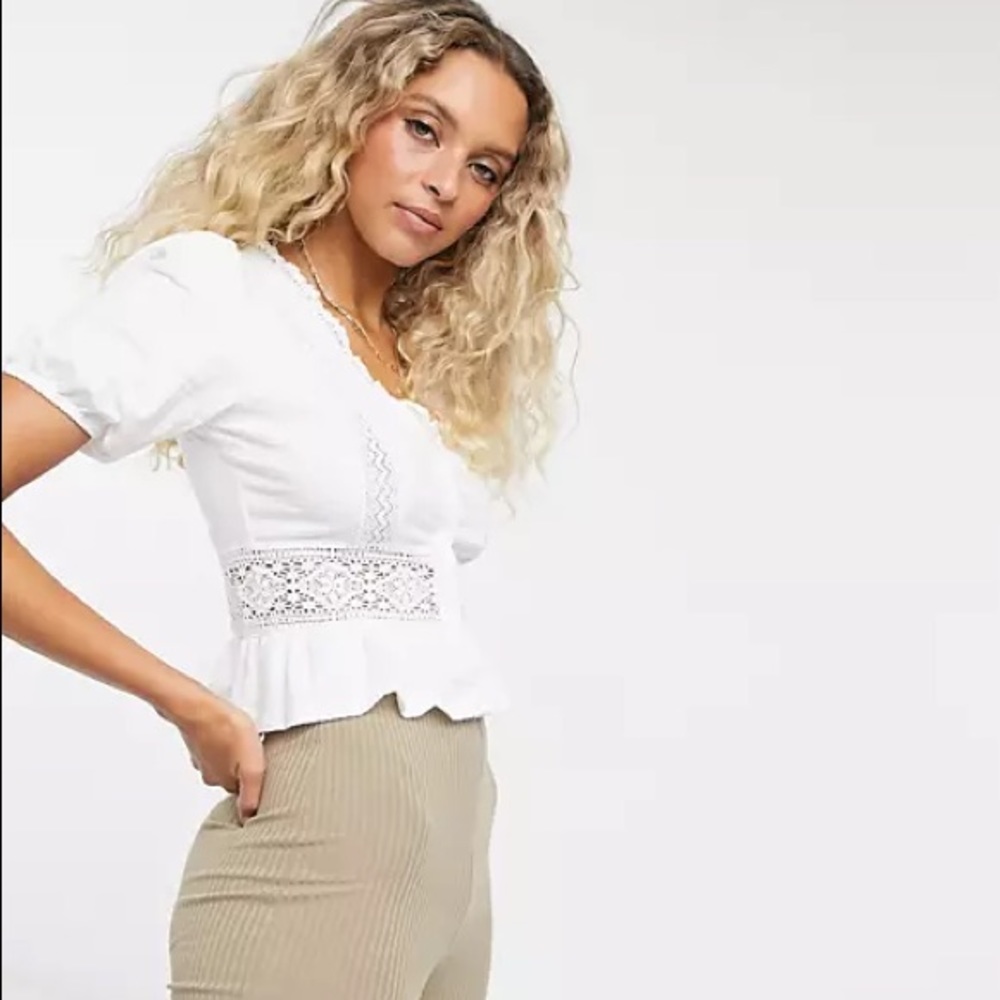 NEW Topshop peplum button up top